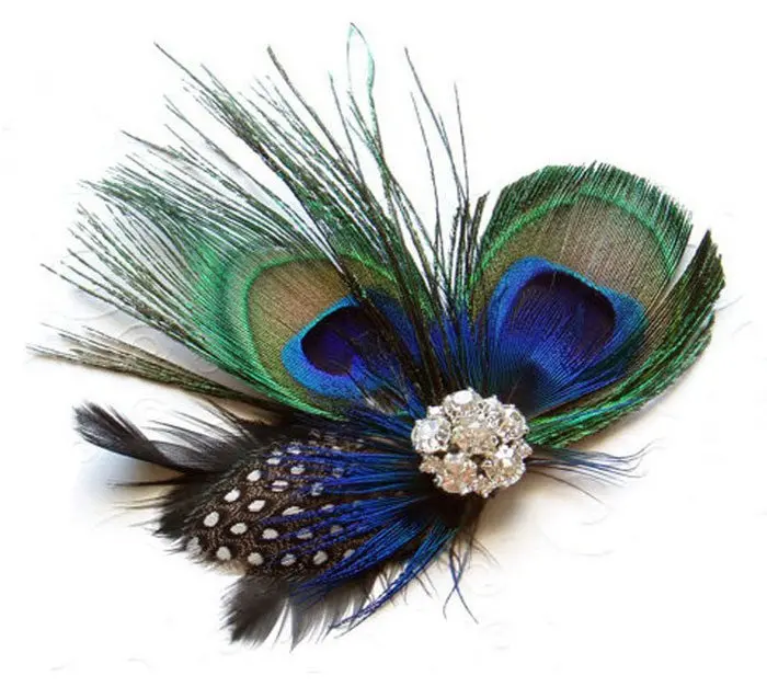 Arrivel Peacock Feather Sparkling Rhinestones Bridal Wedding Hair Clip Head Accessory 1