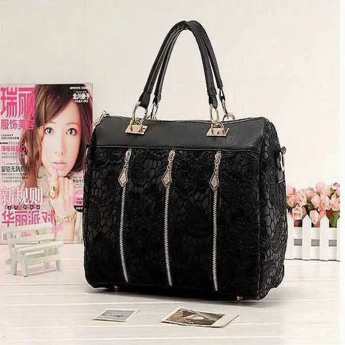 Arrives Women Pu Leather Luxury Messenger Bag Tote Women Lady Shoulder Bag Lace Handbag Smile 1
