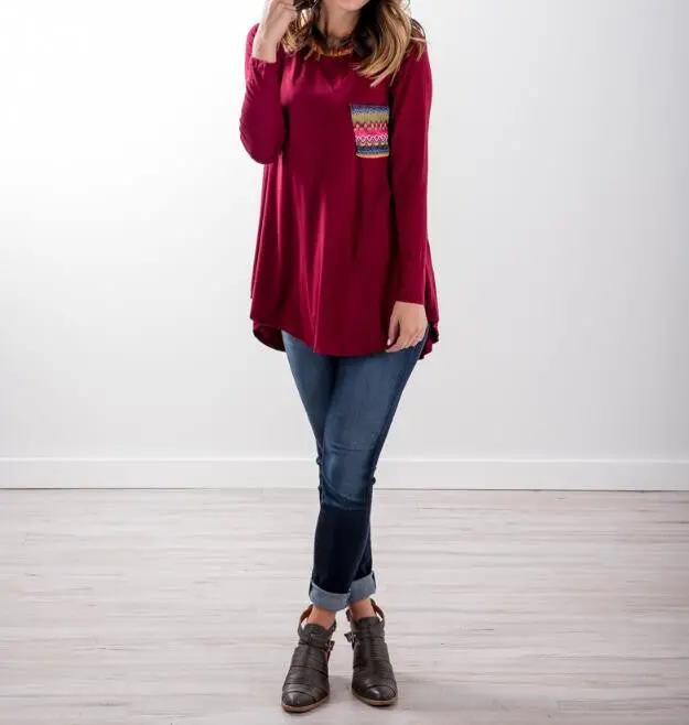 Asymmetric Shirts Turtle Neck Women Long Shirts With Geometry Pockets Long Sleeved Bottoming Blouse Lx066 1