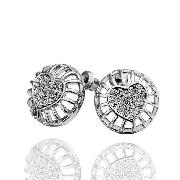 Austrian Crystal Clip On Earrings Heart In Middle Mjk Stud Earrings Orecchini Bone  42 1