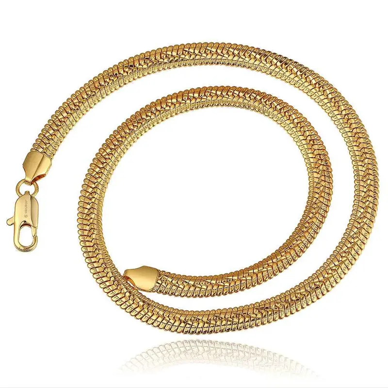 Austrian Crystal Collar Necklace 1 M Sideways Flat Snake Chain Bead Necklace Joyas 1