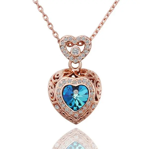Austrian Crystal Collar Necklace Pink Blue Love Collares Populares Wedding 58 1