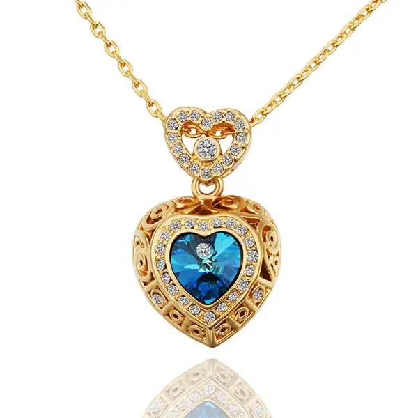 Austrian Crystal Collar Necklace Pink Blue Love Collares Populares Wedding 58 3
