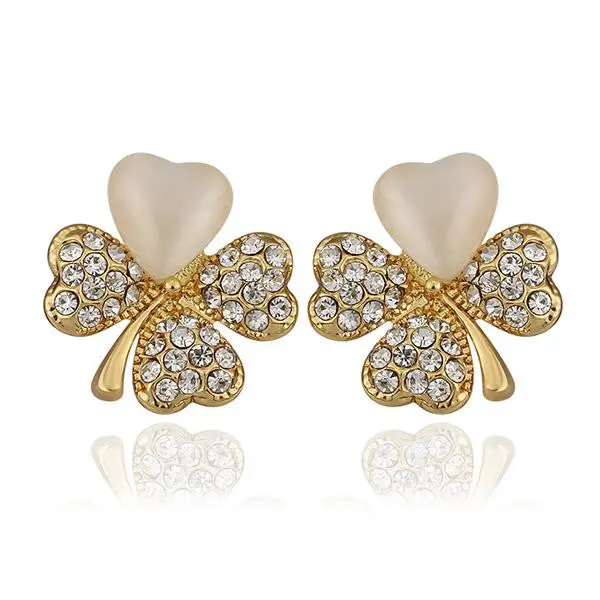 Austrian Crystal Earrings Quatrefoil Rhinestone Stud Ear Cuff Ruby Jewelry 116 1