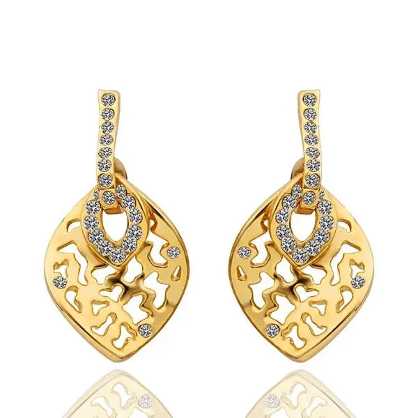 Austrian Crystal Earrings Yellow Hollow Stud Earrings Orecchini Love 141 1