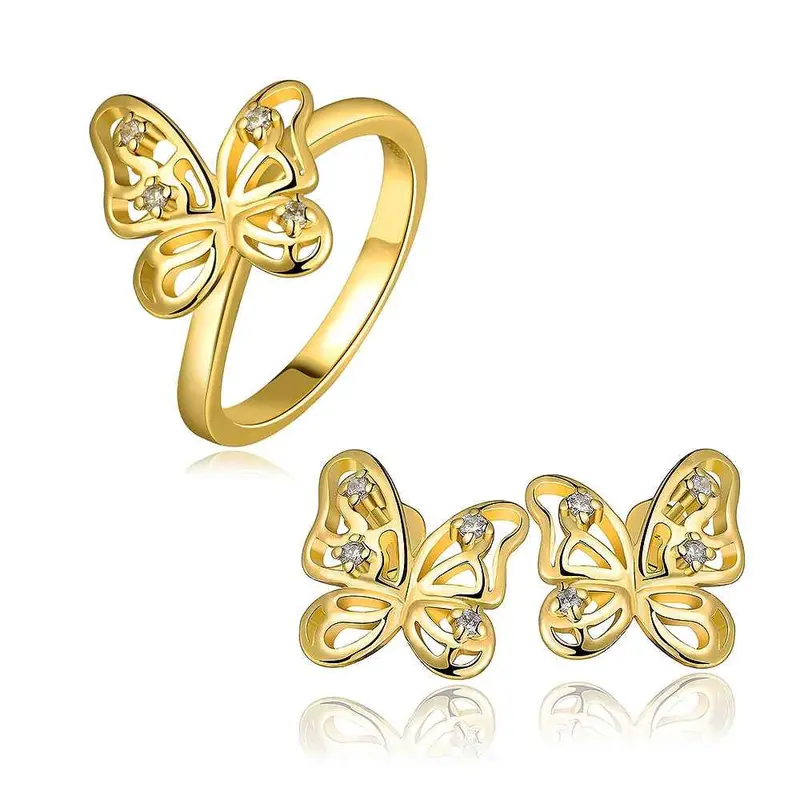 Austrian Crystal Jewelry Sets Butterfly Earrings+Ring Jewelry Smtps422 1