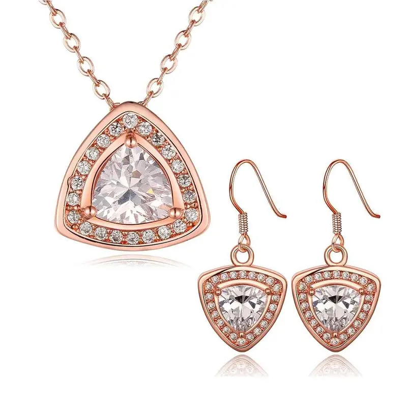Austrian Crystal Jewelry Sets Crystal Triangle Star Necklace+Earrings Elegant Smtps423 1