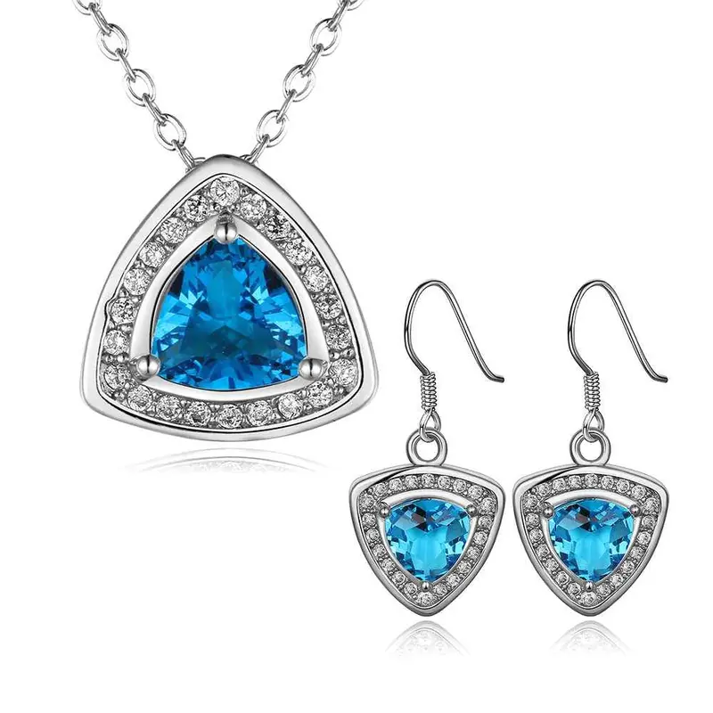 Austrian Crystal Jewelry Sets Crystal Triangle Star Necklace+Earrings Elegant Smtps423 2