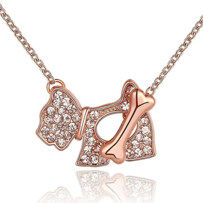 Austrian Crystal Necklace Horse Rose Golden Vintage Necklace 96 1