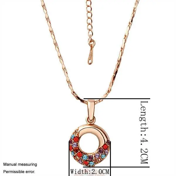 Austrian Crystal Pendant Necklace Circle Red Green Choker 1