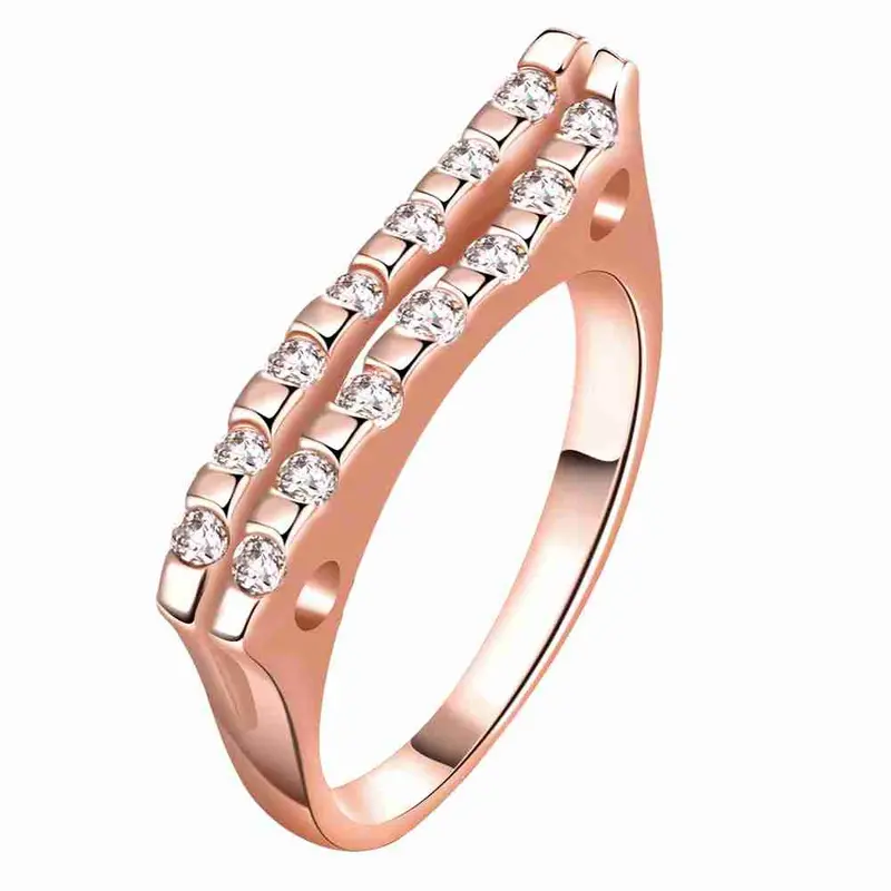 Austrian Crystal Rings Parallel Lines Anel Feminino Elegant 1