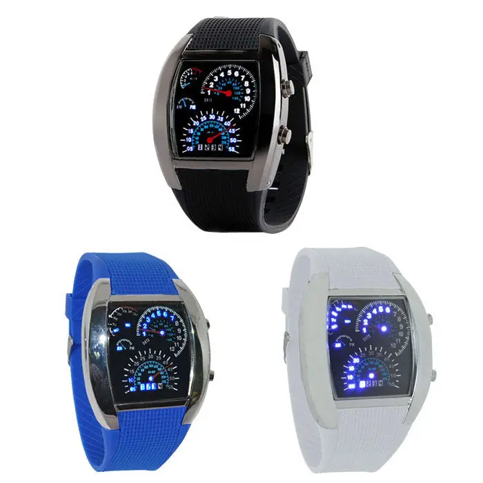 Aviation Turbo Dial Flash Led Watch Gift Men Sports Wathes 3