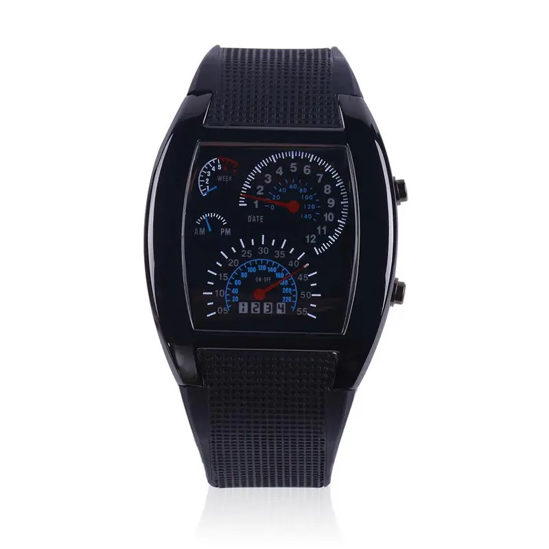 Aviation Turbo Dial Flash Led Watch Giftlady Sports Car Meter 1