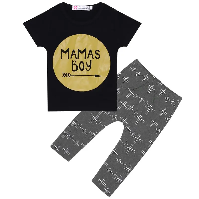 Baby Boy Clothes Cotton Letters Printed T-Shirt + Pants 2Pcs Infant Clothes Born Baby Clothing 1