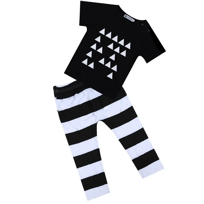 Baby Boy Clothes Cotton Short-Sleeve Tri-Angle Pattern T-Shirt + Pants Born Bebe Baby Girl Clothing 1