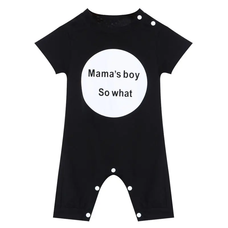 Baby Boy Romper Short Sleeve Cotton Jumpsuit Baby Letters Print Rompers Born Baby Boy Girl Clothes Black Grey 1