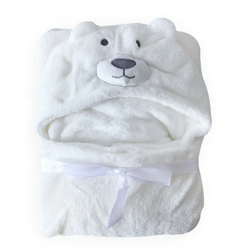 Baby Boys Blanket Towels Girls Robes Cartoon Bear Sleepwear Robe Baby Hooded Bathrobe White Pink 1