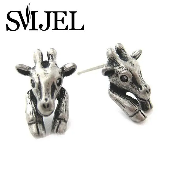 Baby Giraffe Istic Animal Stud Earrings In Anique Silver And Bronze S103 1
