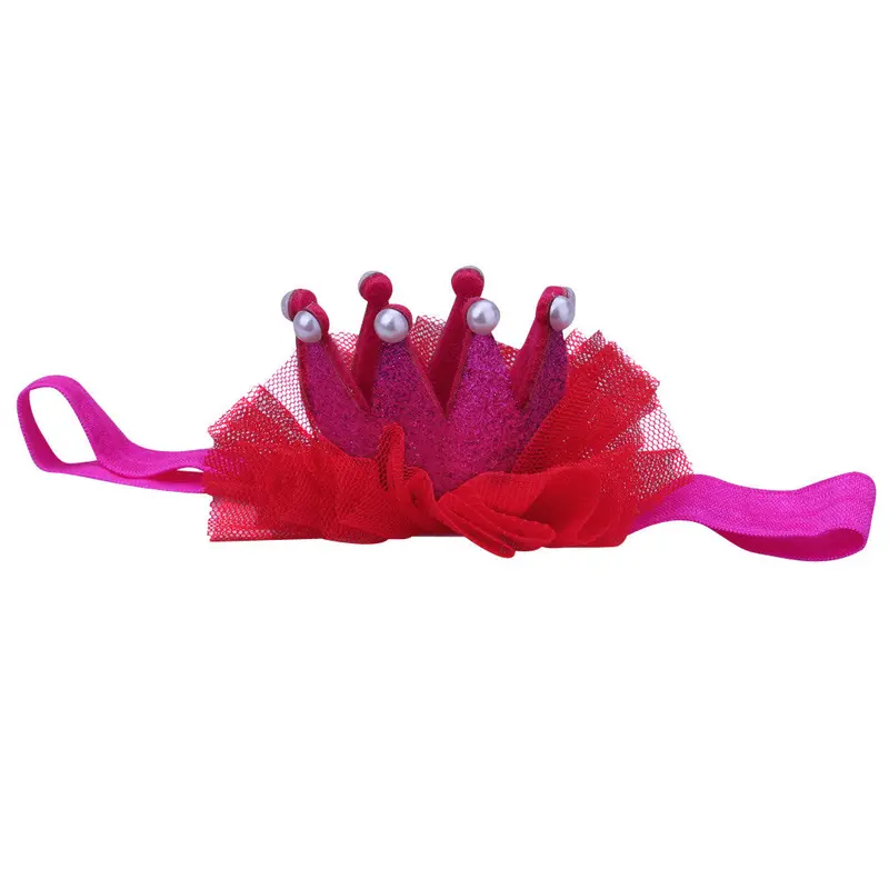 Baby Girl Crown Headb Princess Crown Hair B Pearl Tiara Lace Headwear Borns Hair Accessories 2