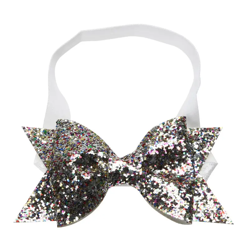 Baby Girl Hairbs Glitter Sequins Bowknot Stretchable Headb For Kids 2