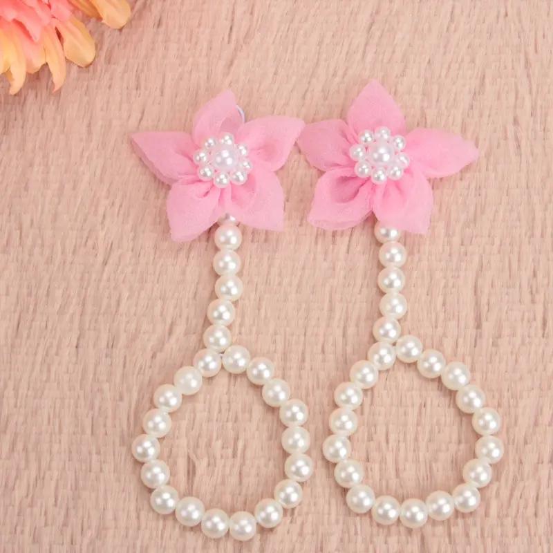 Baby Girls Barefoot Pearl Flower Foot B Toe Rings Floral Wedding Sals Socks Anklets Prop Headb Hair B Accessories 1