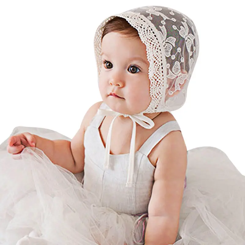 Baby Girls Princess Hats Bonnet Retro Cap Cotton Palace Hat Cute Sun Hats Little Girls Lace Cap 1