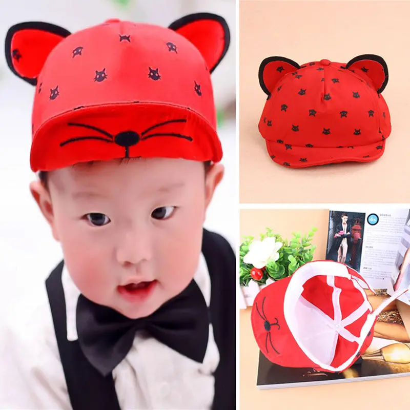 Baby Hat Cat Ears Hat Cartoon Kids Baseball Visors Baby Boy Girls Sun Hats Beard Stars Cotton Caps 1