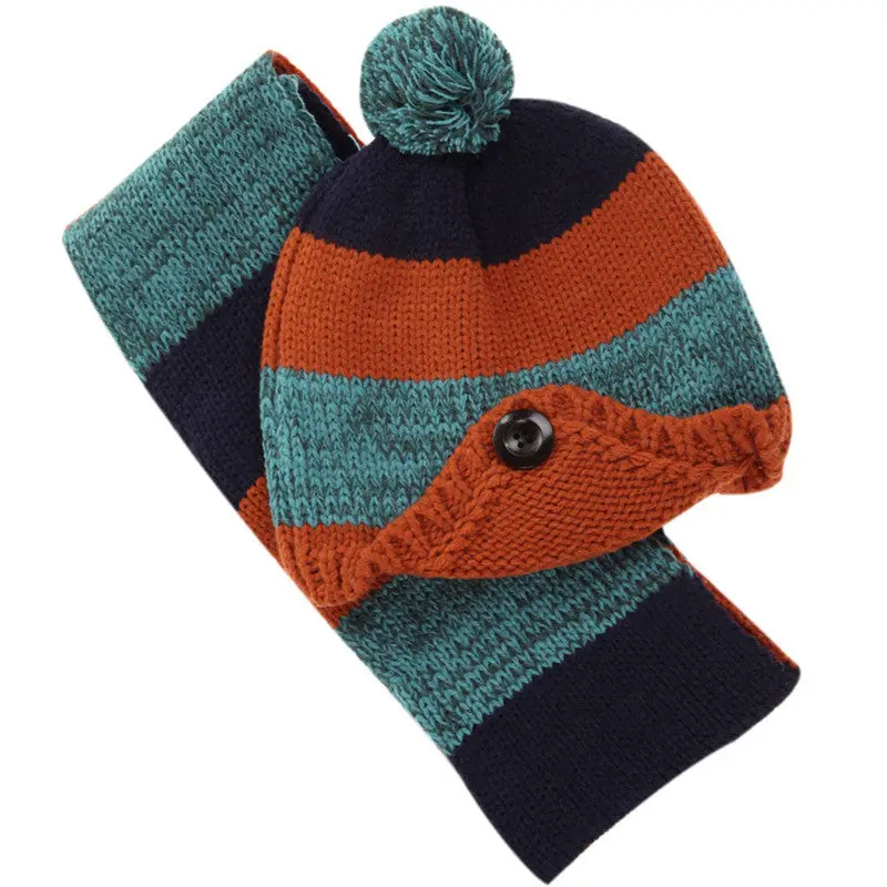 Baby Hat Hats Knitted Kids Caps Children Baby Boy Hat Ans Scarf 1