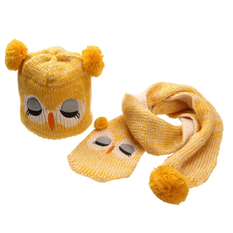 Baby Hat Owl Baby Hat Scarf Cotton Knitted Cute Animal Boys Girls Hat For Toddlers Kids 2