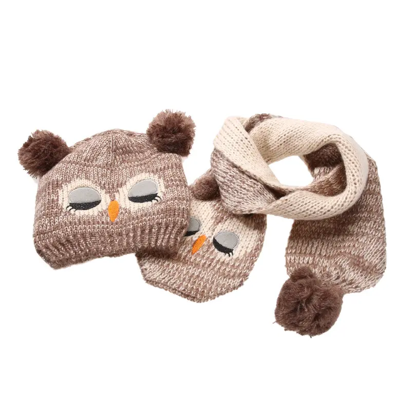 Baby Hat Owl Baby Hat Scarf Cotton Knitted Cute Animal Boys Girls Hat For Toddlers Kids 5