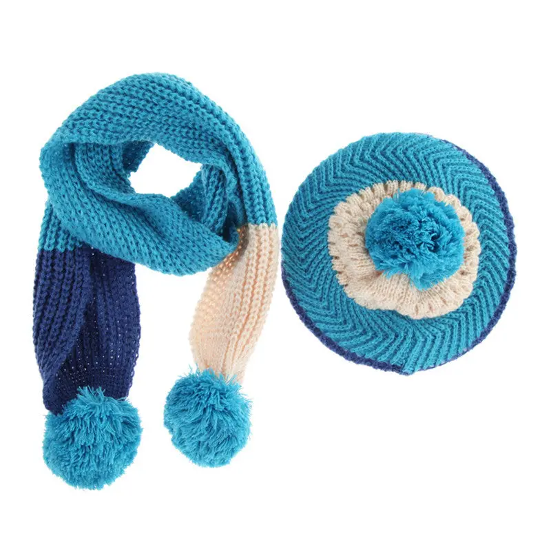 Baby Hat Scarf Children Baby Girls Babies Beanie Warm Knit Kids Hat Scarf 2