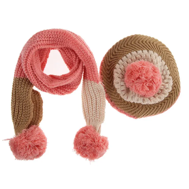 Baby Hat Scarf Children Baby Girls Babies Beanie Warm Knit Kids Hat Scarf 3