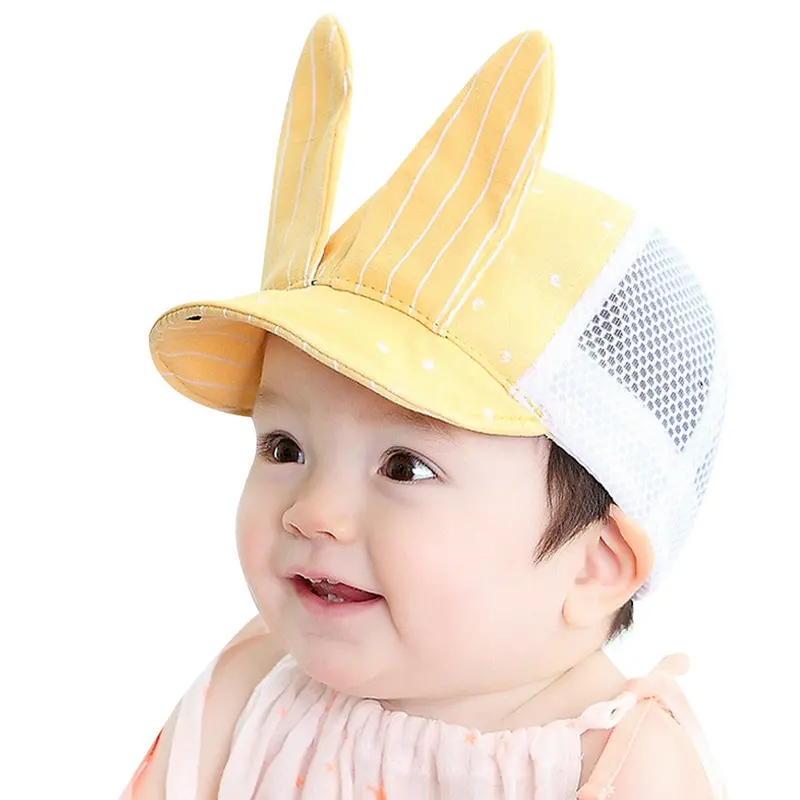 Baby Hats Bunny Folding Waterprood Lovely Rabbit Caps Baby Boys Girls Sun Hat Kids Cotton Cap 3M-18M 1