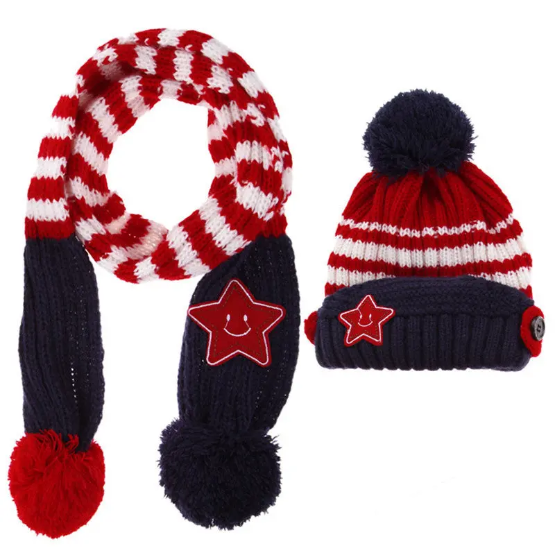 Baby Hats Scarf S Kids Star Beanie Knitted Collar Cute Girls Boys Infant Wear Caps Hats 1