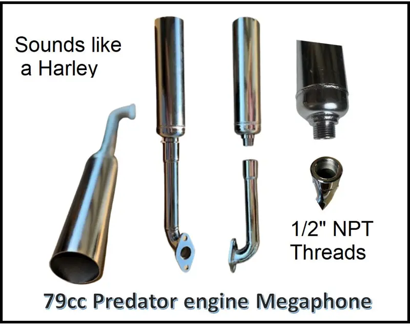 Baby Megaphone And Header Pipe For 79Cc Hf Predator Engine. 1