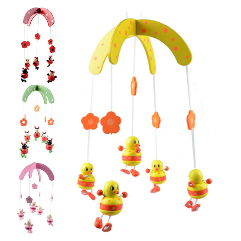 Baby Rattles Mobile Wooden Spiral Toy Revolves Rotating Bed Bell Stroller Playing Toy Hanging Baby Crib Mobile Toy 1