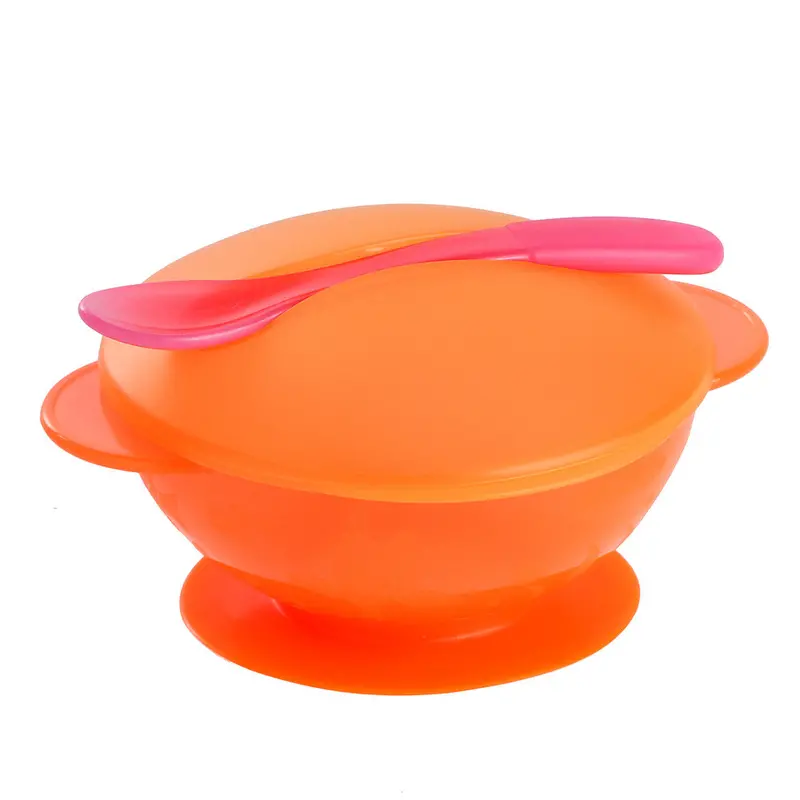 Baby Sucker Bowl Spoon Kids Toddler Baby Feeding Training Bowls Non-Slip Two-Hed Sucker Bowl + Spoon 1