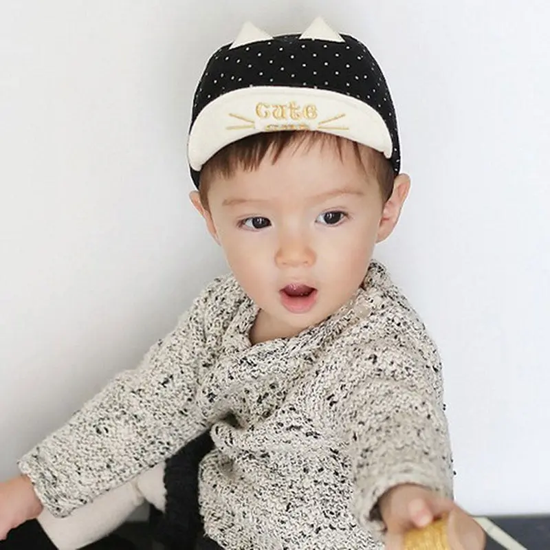 Baby Sun Hats St Brim Baseball Beret Cute Baby Cap Cat Ears Bonnet Cotton Baby Outdoor Caps Boy Girl For 1-3Y Baby 1