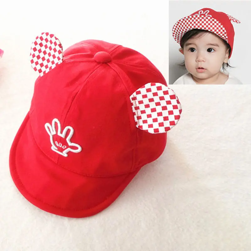 Baby Sun Hats St Brim Baseball Beret Cute Baby Cap Mice Ears Bonnet Cotton Baby Outdoor Caps Boy Girl For 1-3Y Baby 1