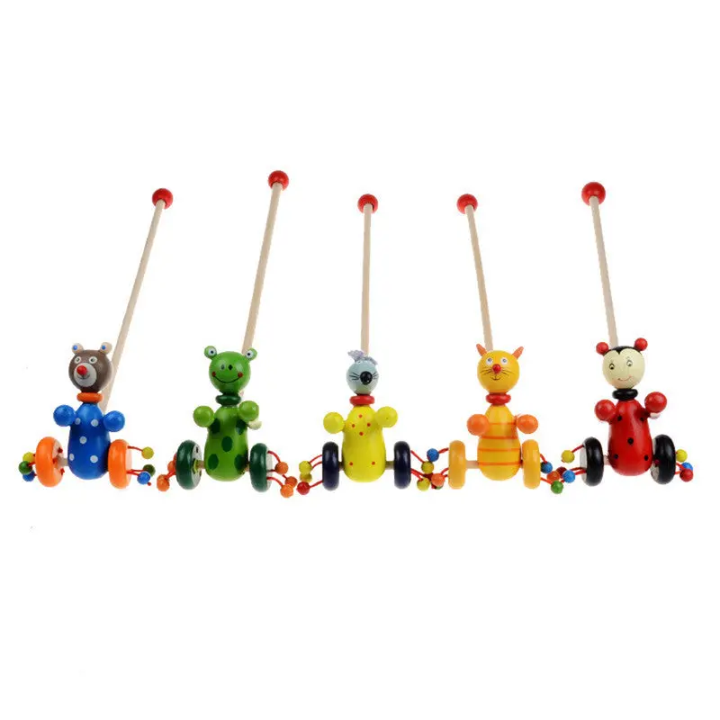 Baby Toys Baby Coagent Toddler Kids Wooden Puzzle Trolley Toy Cartoon Child Putting Animals Wooden Trolley 1