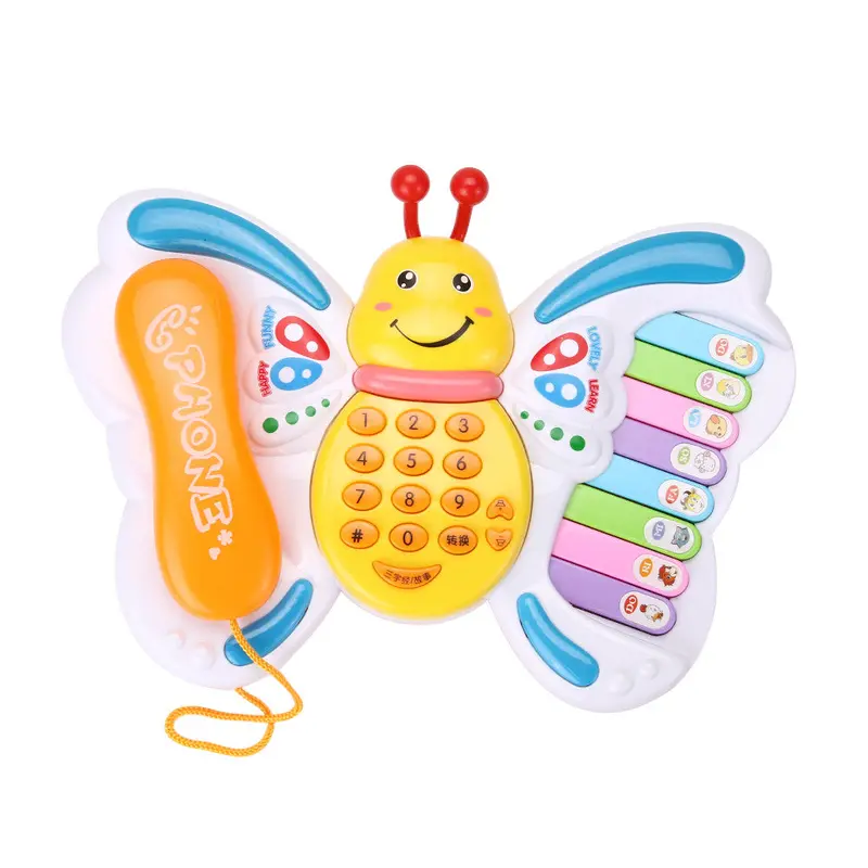 Baby Toys Butterfly Cellphone Mobile Phone Educational Learning Machine Piano Keyboard Music Toy Electric Phone Toy For Kids 1