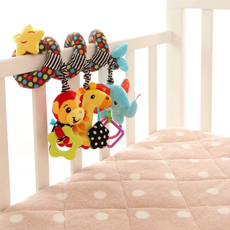 Baby Toys Iq Development Monkey Elephant Around The Bed Stroller Toys Bell Hanging Baby Rattles Mobile Bebes Toy 1