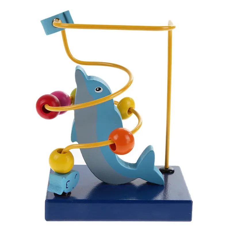 Baby Toys Kids Cute Cartoon Dolphine Penguin Giraffe Wooden Beads Toy Around Beads Educational Toys For Children 1