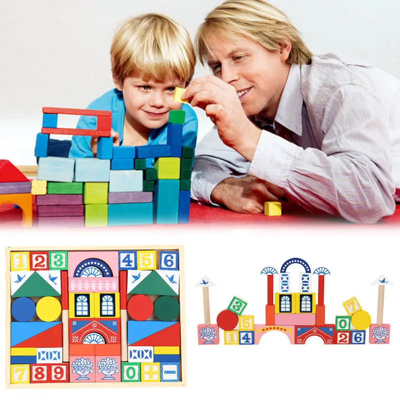 Baby Toys Montessori Educational Toy Wooden Building Blocks For Children Kids Diy Village Farm Toys 1