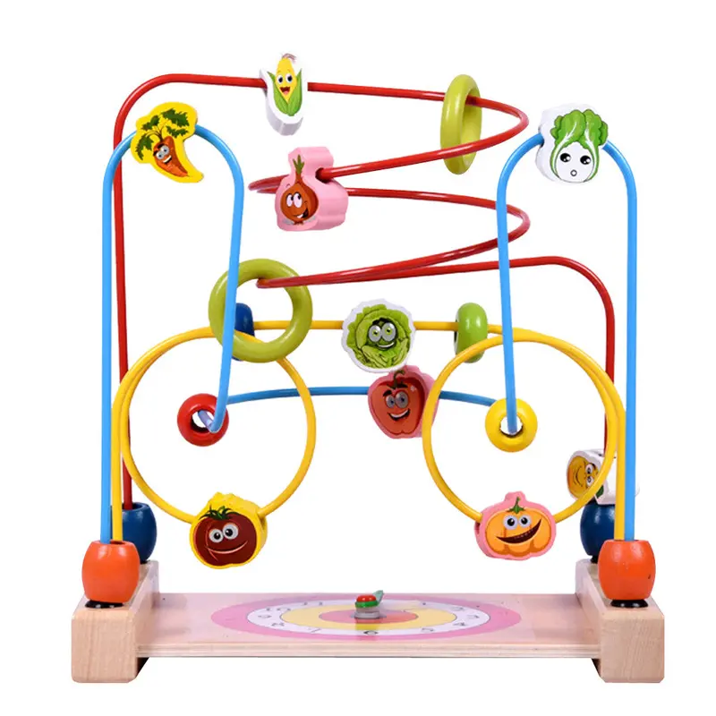 Baby Toys Wooden Counting Vegetable Beads Child Intelligence Toys Wire Maze Roller Coaster Educational Toys Birthday Gift 1