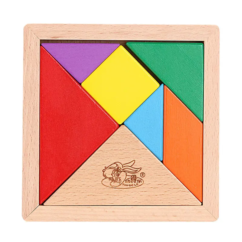 Baby Wooden Toys Tangram Brain Teaser Puzzle Toys Tetris Game Jigsaw Board Educational Toy For Kids 1