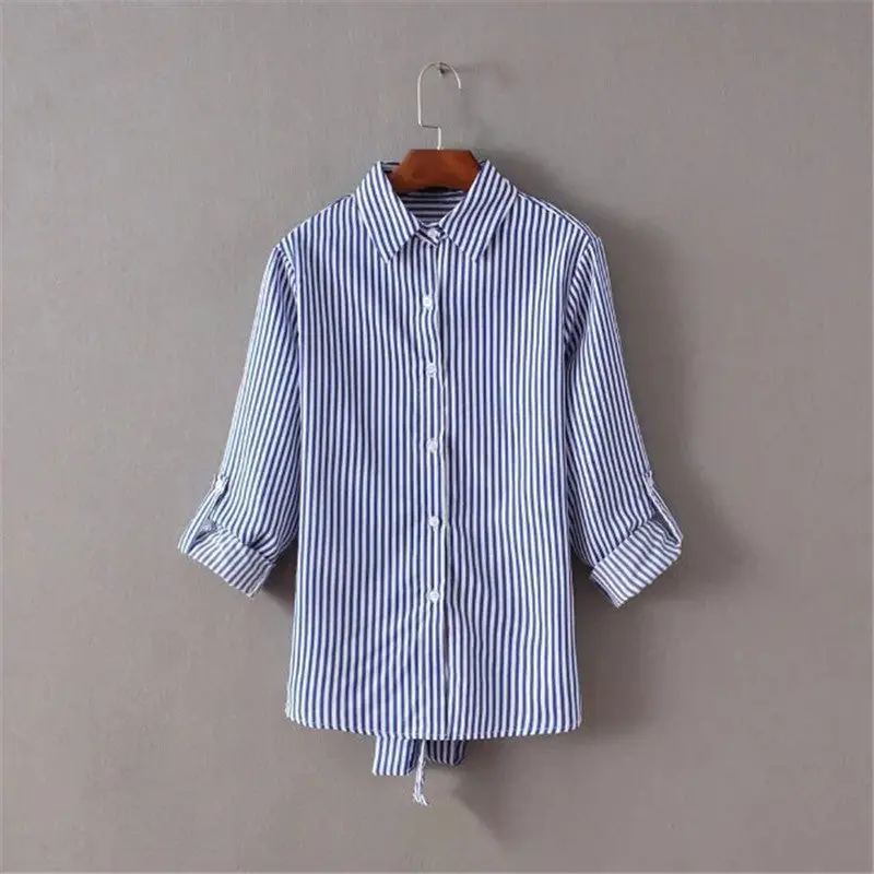 Back Open Blouses Long Sleeve Turn-Down Collar Women Blouses And Shirts Casual Blusas Sexy Backless Tops 1