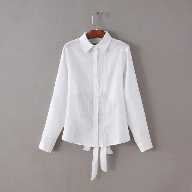 Back Open Blouses Long Sleeve Turn-Down Collar Women Blouses And Shirts Casual Blusas Sexy Backless Tops 4