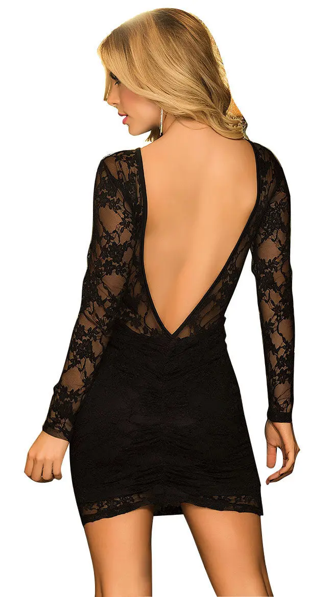 Backless And Dresses Redblack Long Sleeve Mini Dress Bodycon Short Party Lace Dress C939 4
