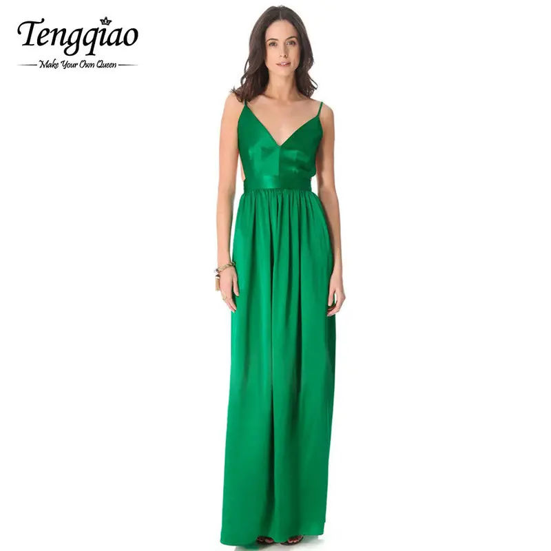 Backless Sexy Deep V Neck Party Dresses Floor Length Elegant Dress Formal Pleated Sleeveless Long Dress 7